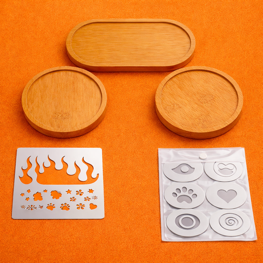 ערכה להתחלה: שבלונות + תחתיות לחריטה